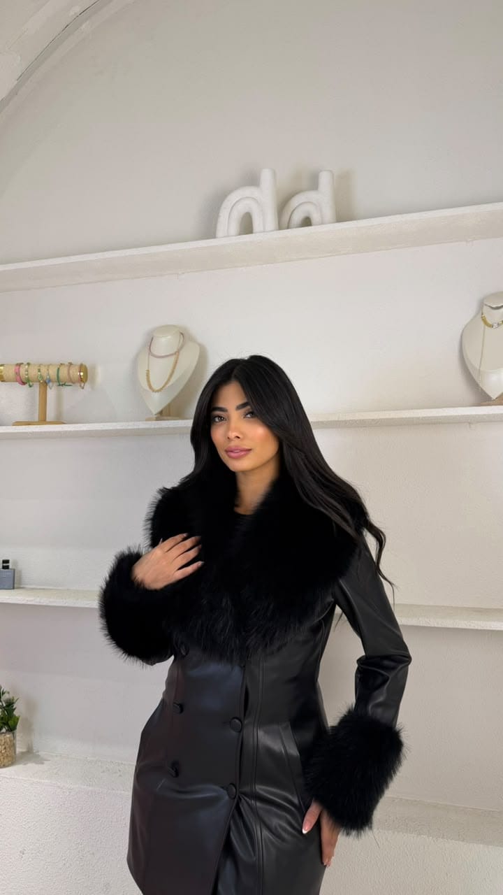 Fur-Trim Leather Jacket