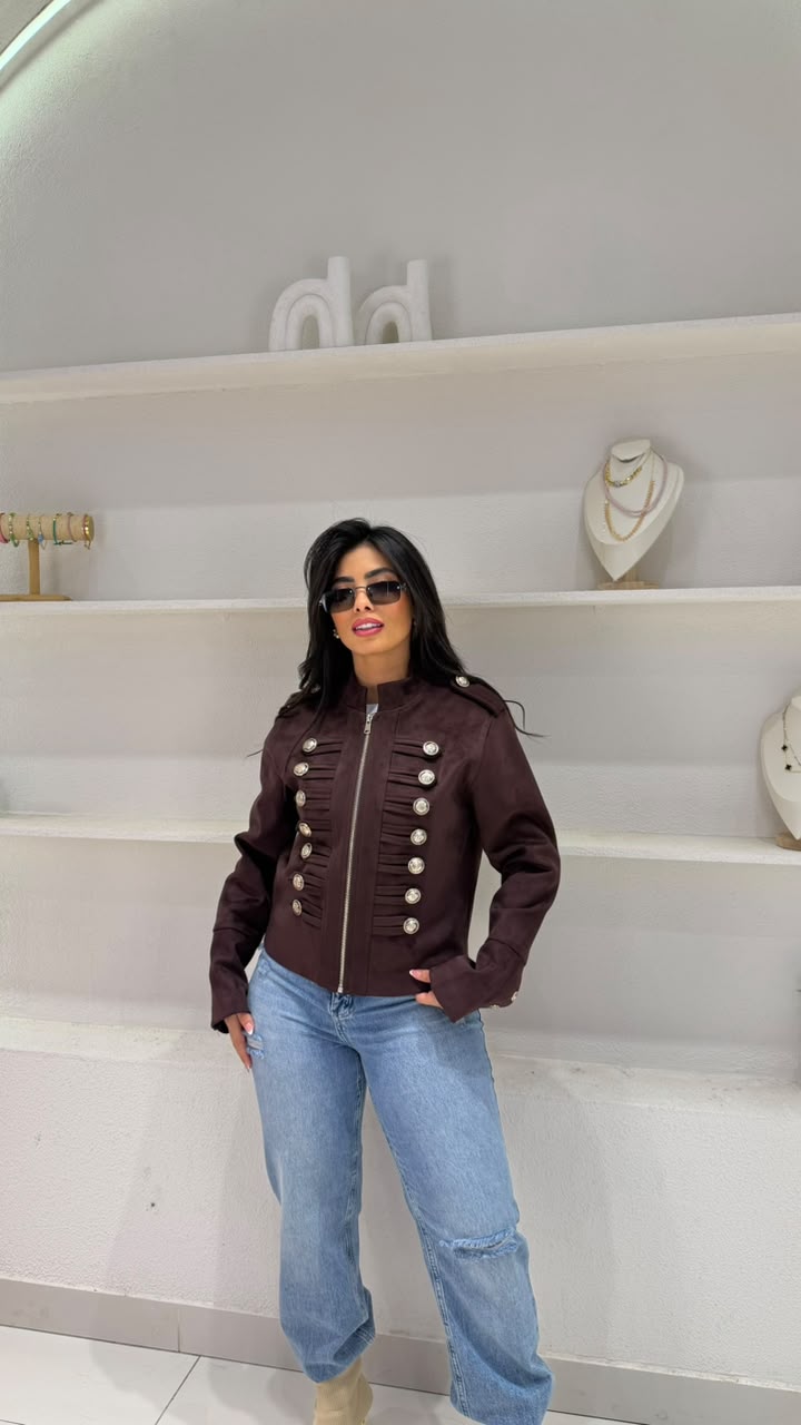 Structured Napoleon-inspired jacket with metal buttons, view 4