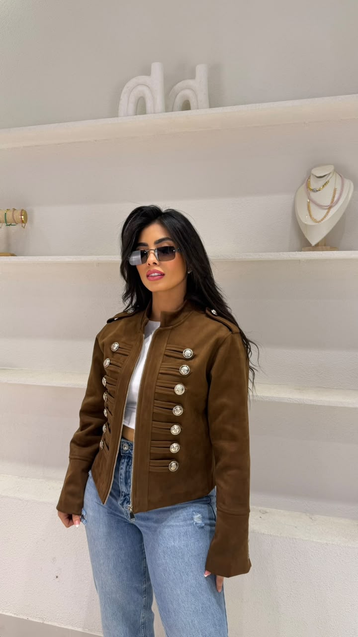 Structured Napoleon-inspired jacket with metal buttons, view 3