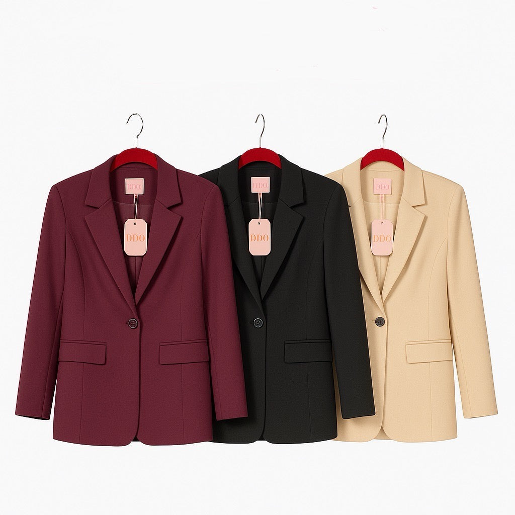 Lapel Blazer with Flap Pockets