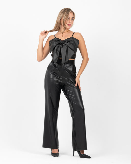 wide-leg leather pants