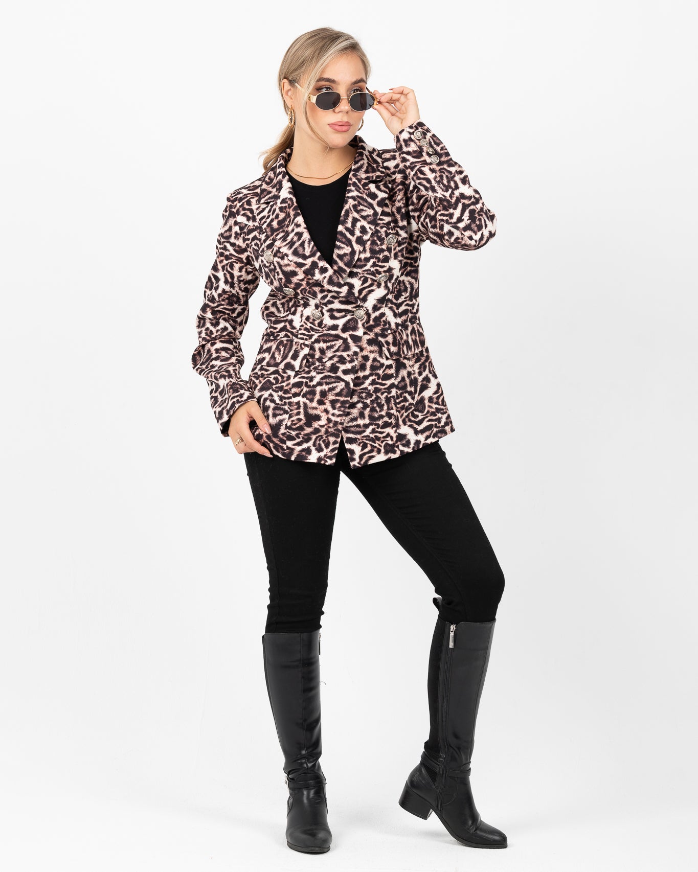 tiger buttoned blazer