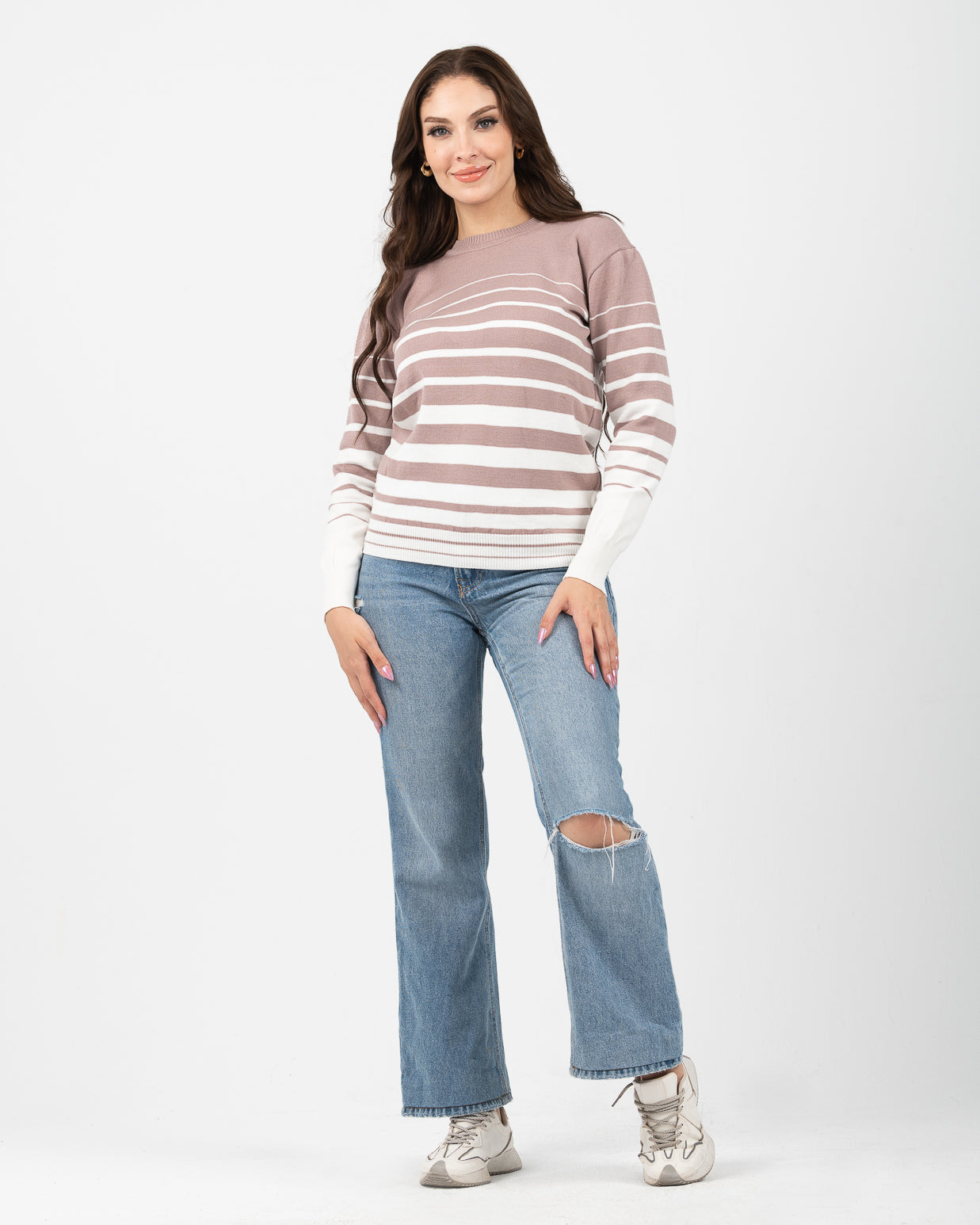 striped gradient knit-wear sweatshirt