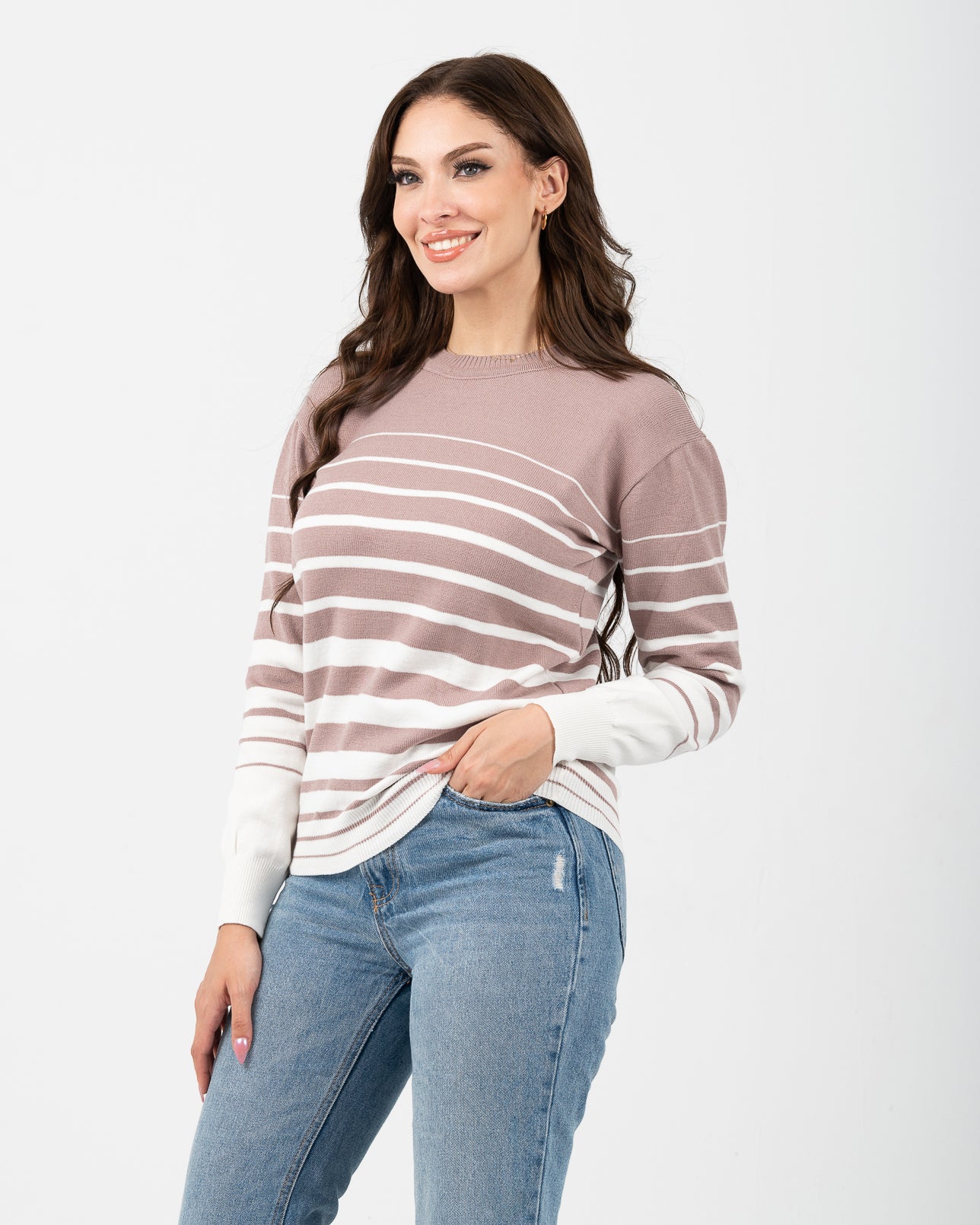 striped gradient knit-wear sweatshirt