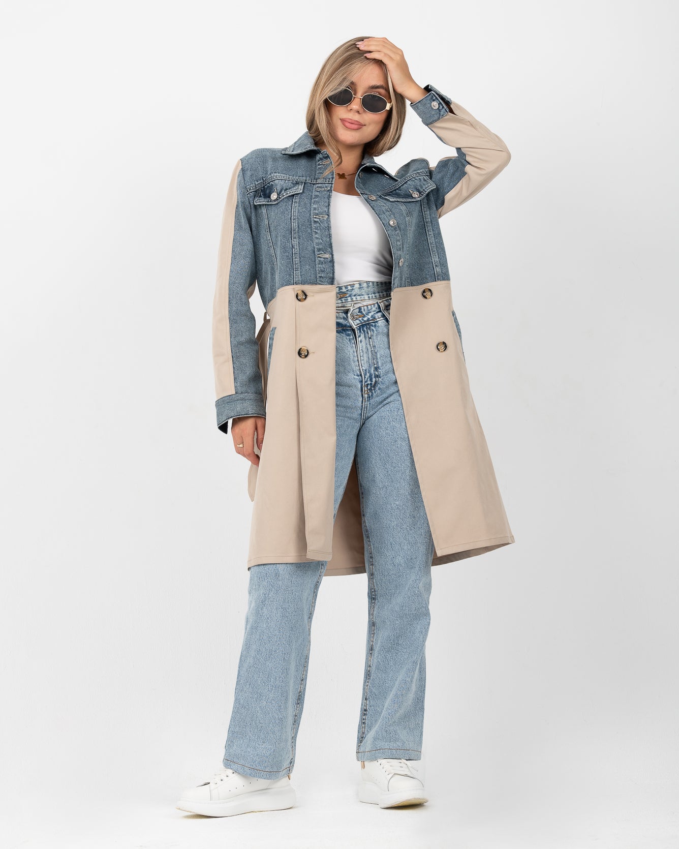 Denim X Gabardine coat