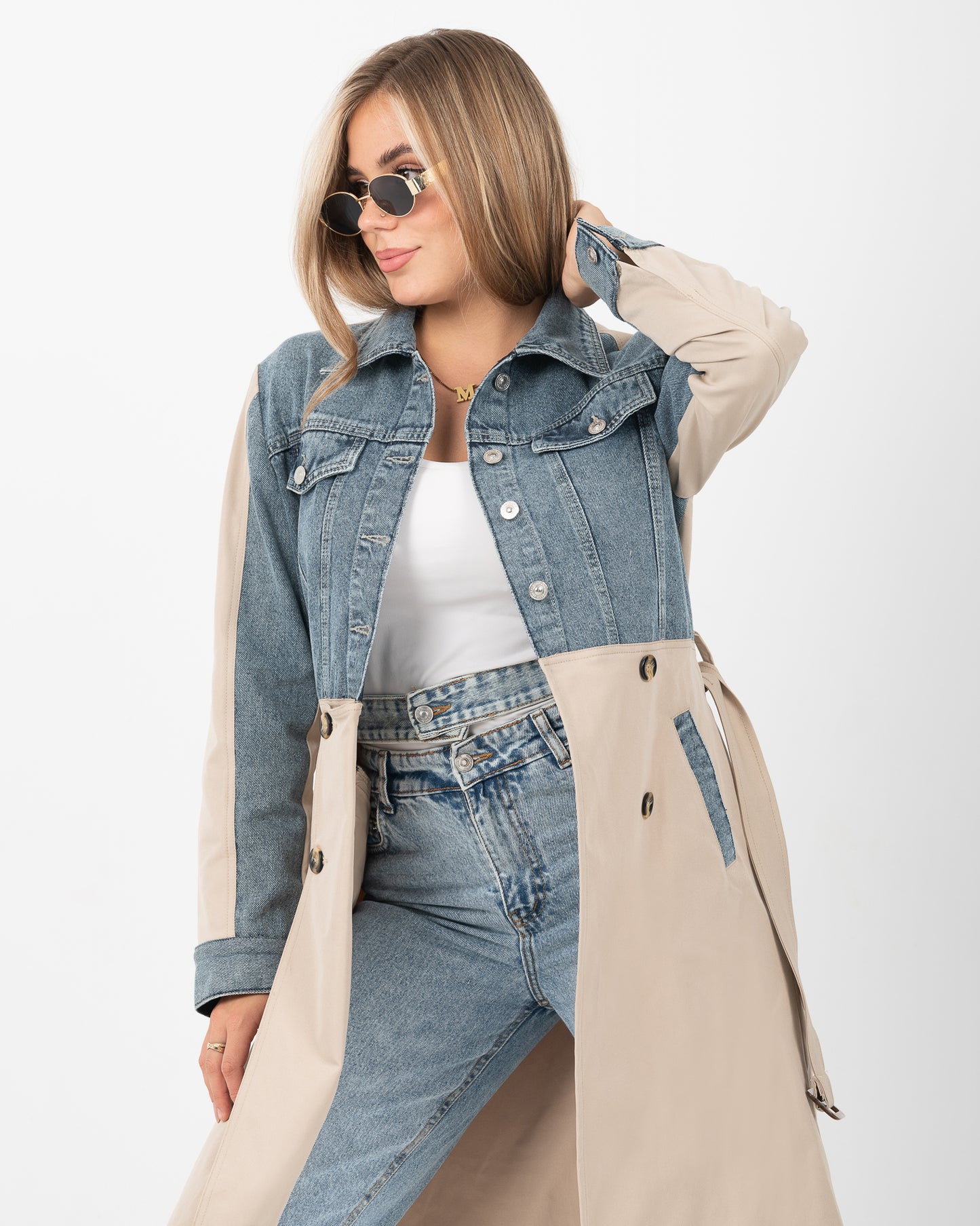 Denim X Gabardine coat