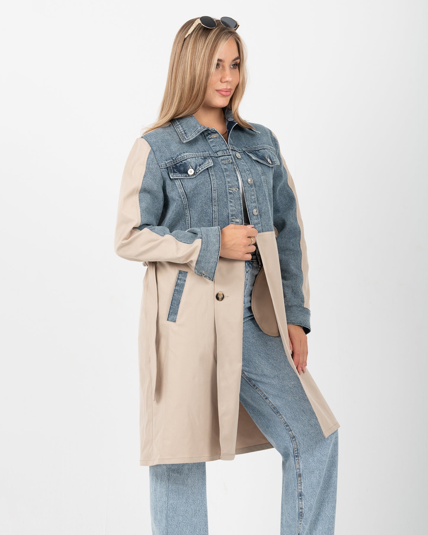 Denim X Gabardine coat