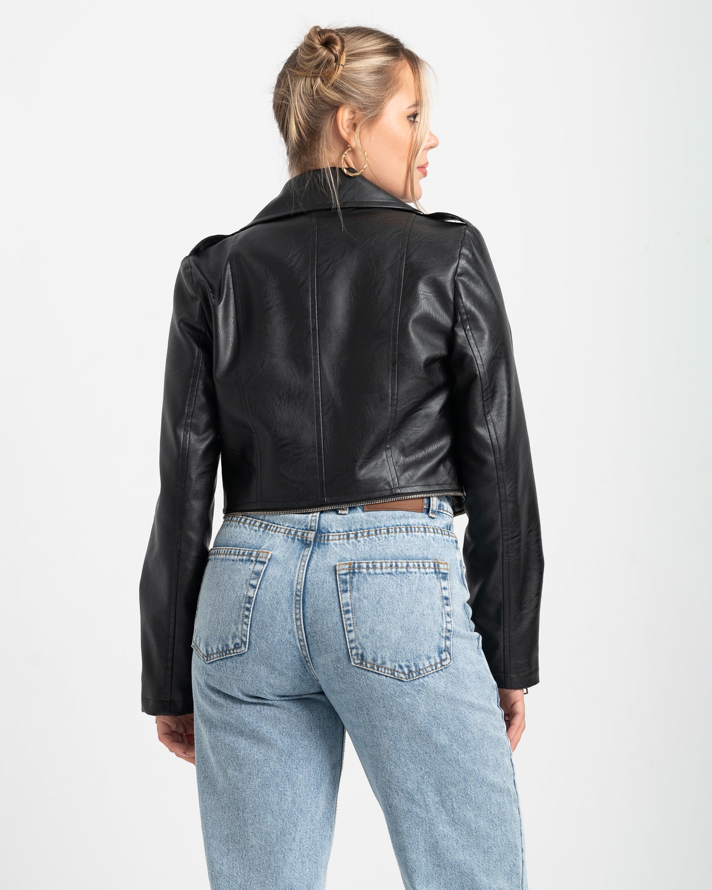 crop-convertible leather jacket