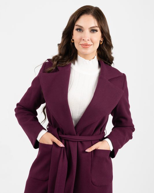 long felt belted coat