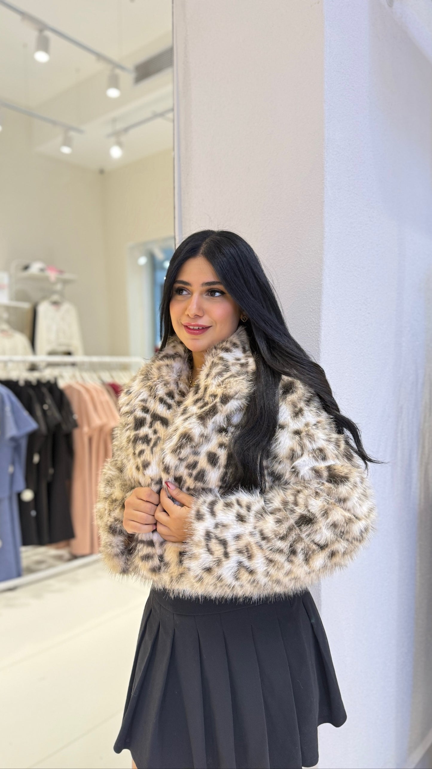 Fluffy Faux-Fur Cropped Jacket.
