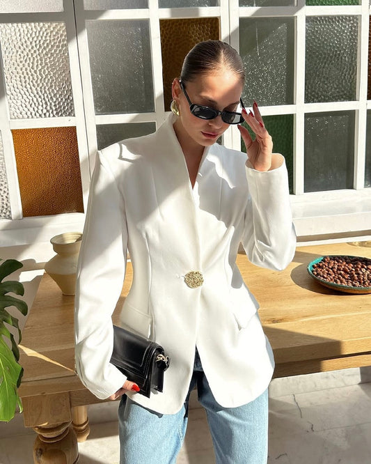 Blazer with Gold Button Detail