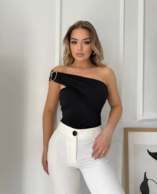 Asymmetric One-Shoulder Top with Ring Detail
