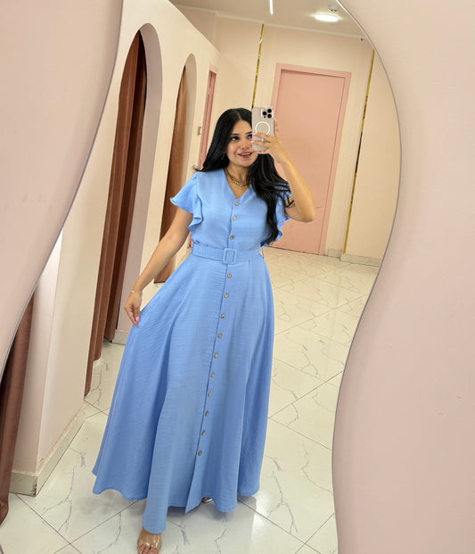 Button-Down Midi Dress with Belt