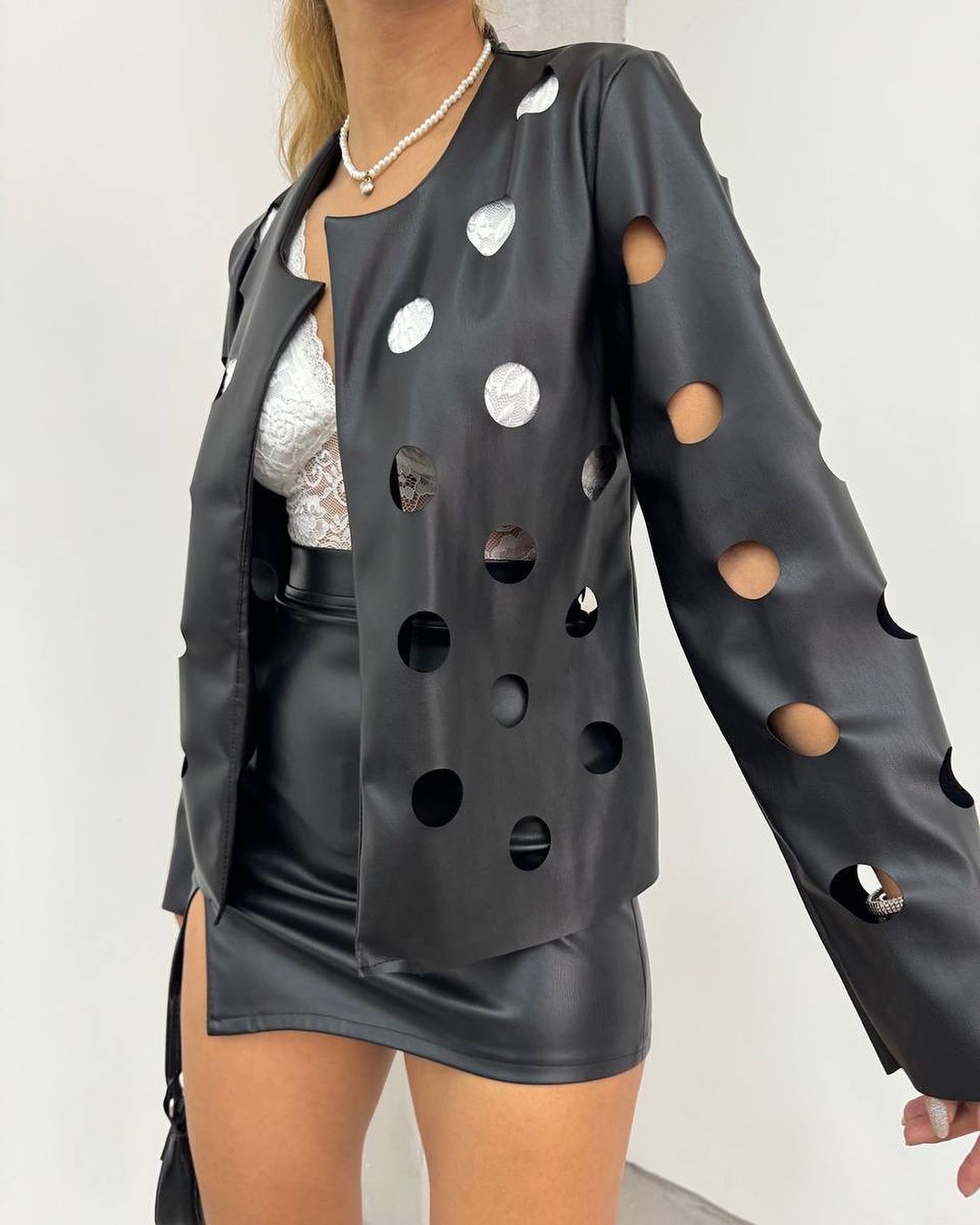 leather jacket with holes