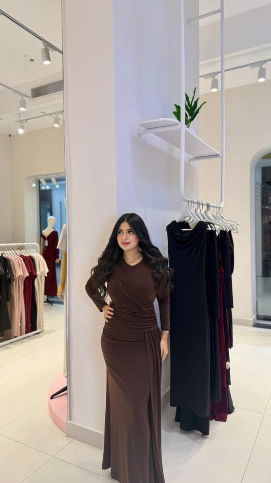 Elegance Draped: The Ruched Maxi Gown