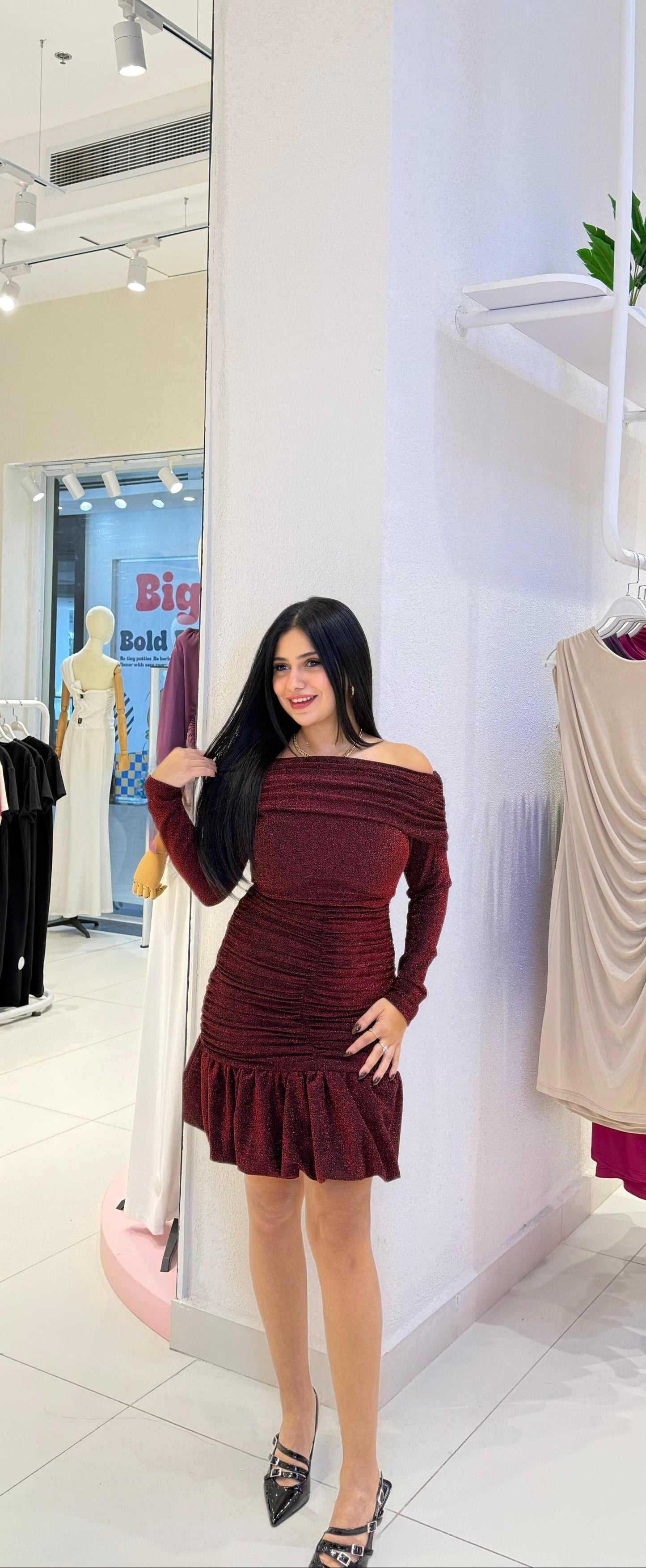 The Alluring Ruched Off-Shoulder Mini Dress