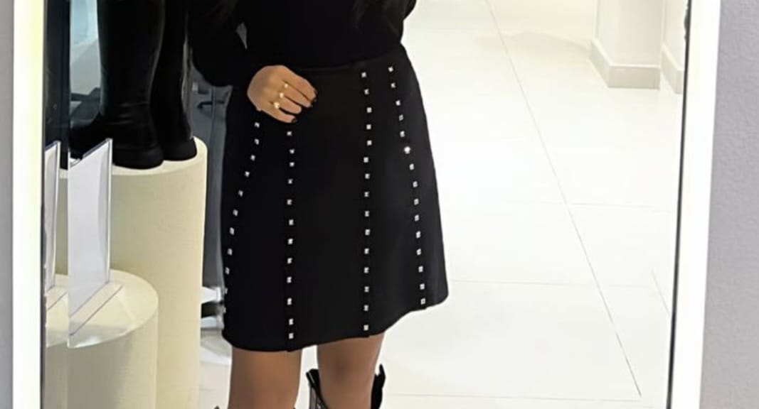 Embellished A-Line Knit Mini Skirt