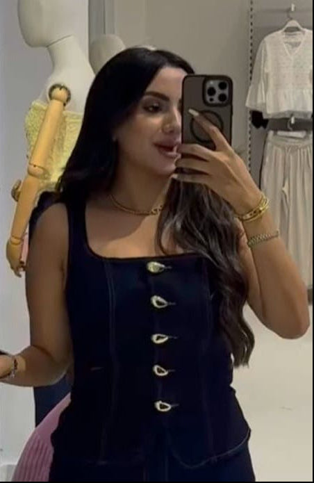 Denim Delight Button-Front Tank Top