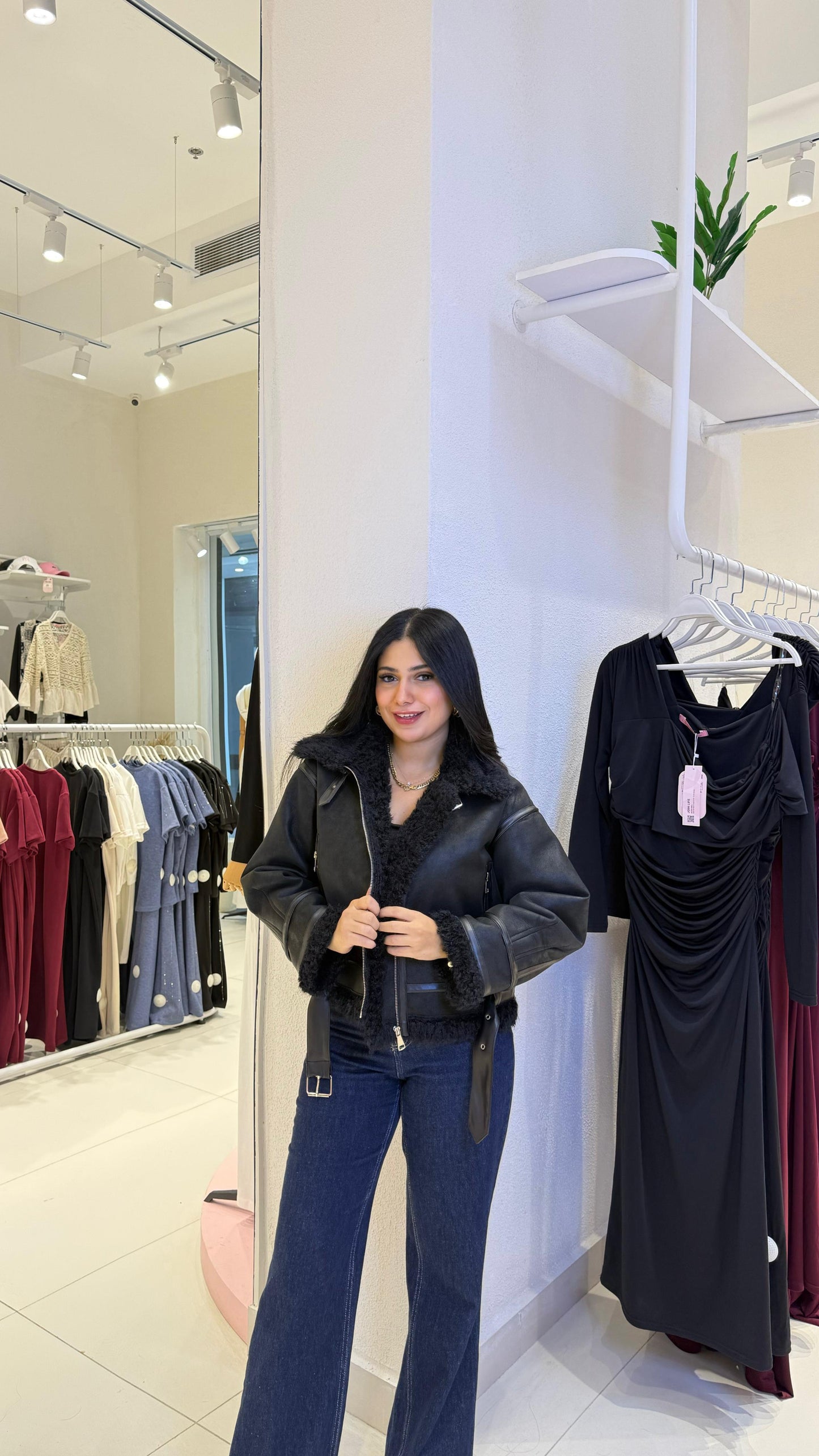 Shearling Lined Biker Jacket - Bold Winter Chic