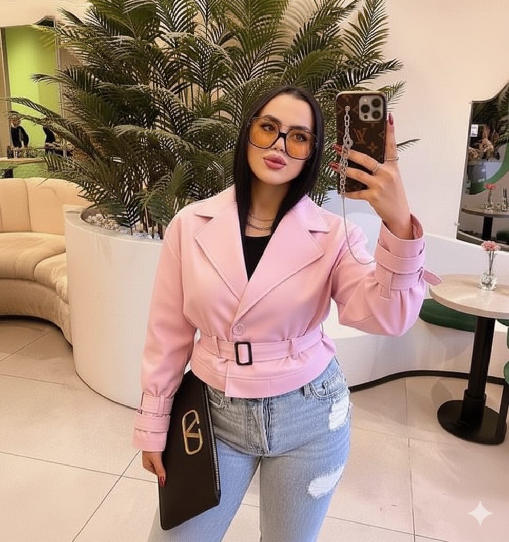 A short trench coat in gabardine: a sophisticated essential.