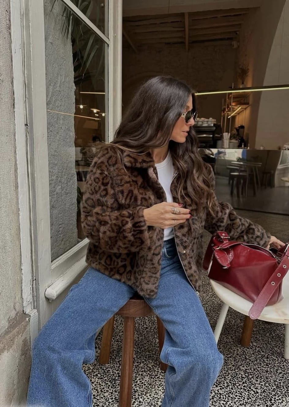 Fluffy Faux-Fur Cropped Jacket.