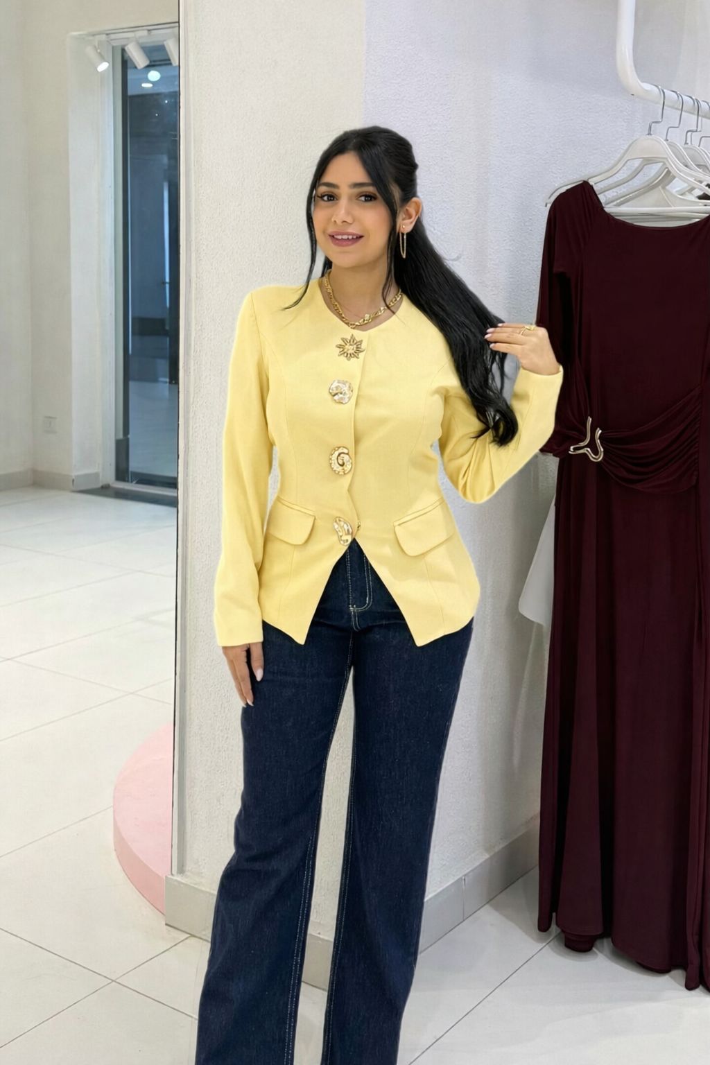 Blazer with detailed buttons