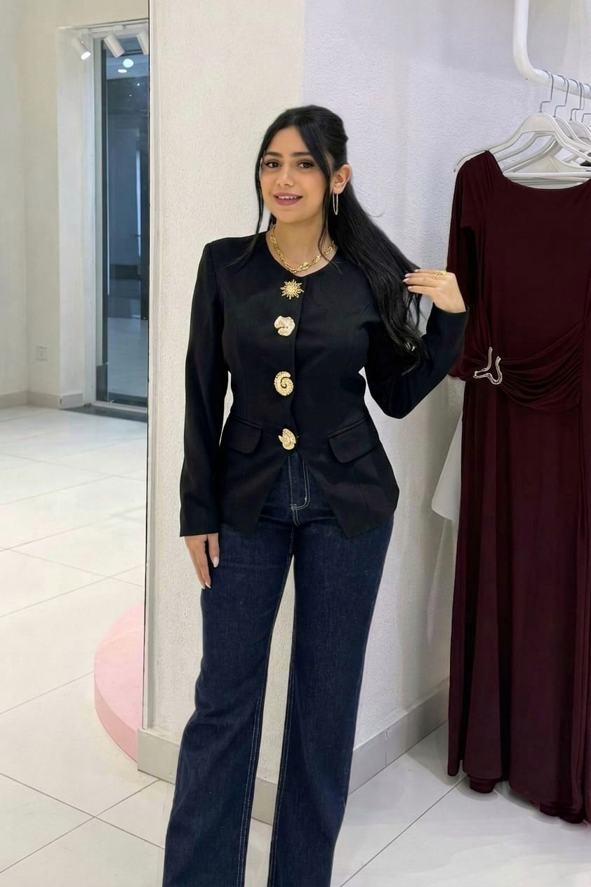 Blazer with detailed buttons