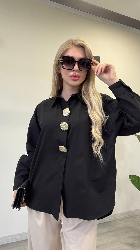 Pleated peplum poplin shirt